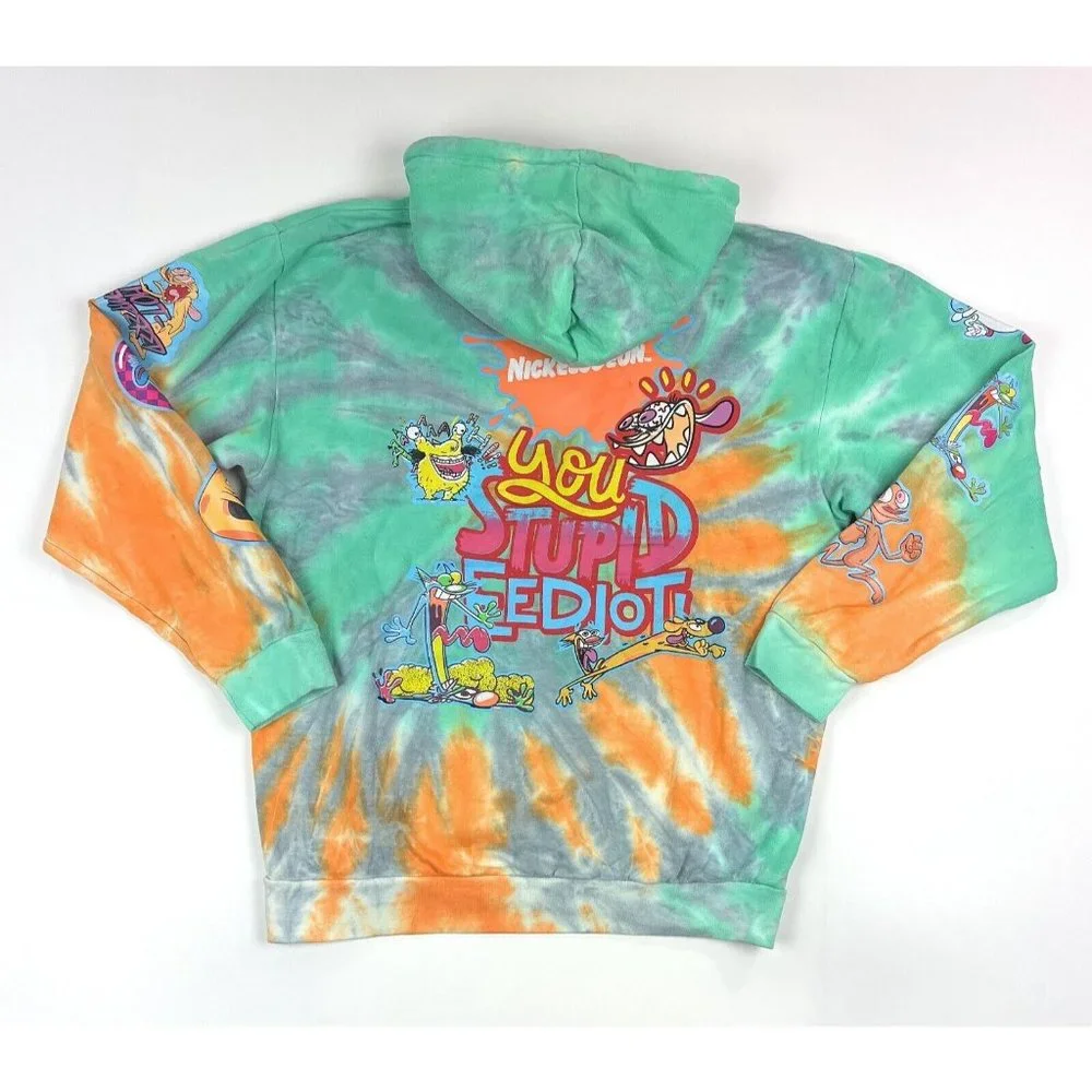 Nickelodeon Tie Dye Mens Medium Pullover Hoodie Sweatshirt Catdog Ren & Stimpy - Picture 10 of 12